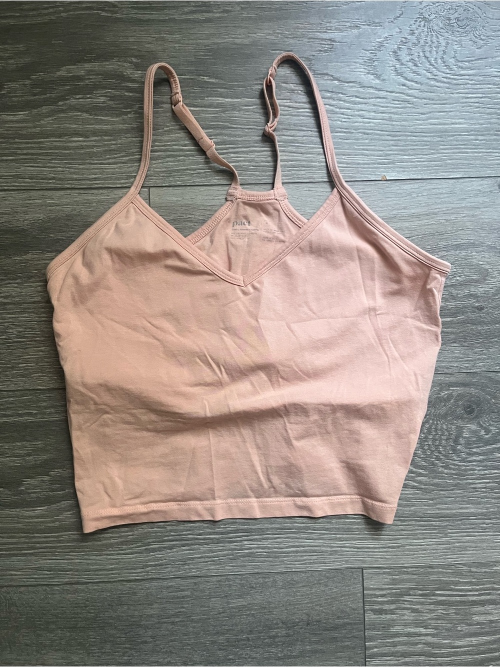 Pact Pink Orange Organic Cotton Cropped Shelf Bra Tank Top Athletic Size M Gym